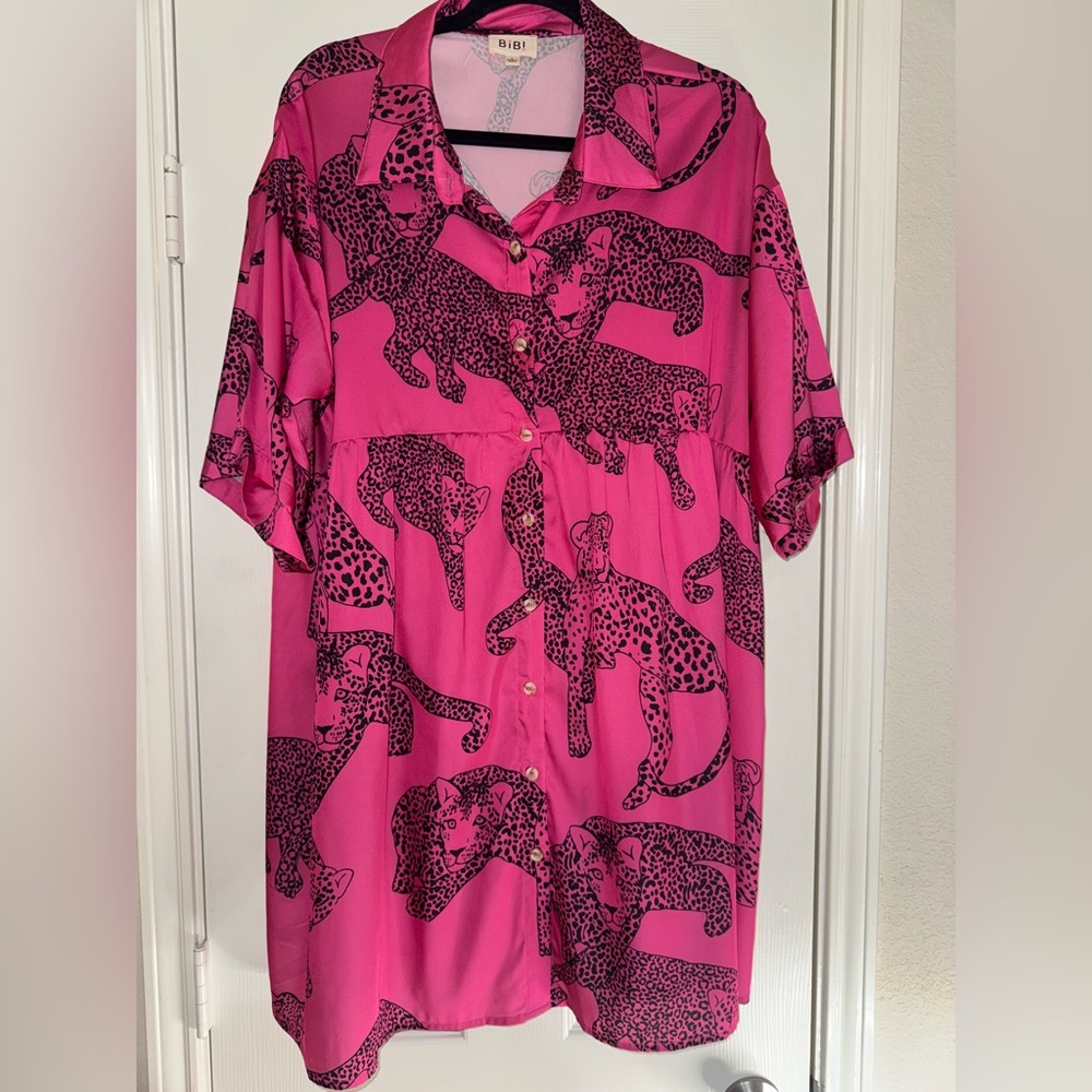 BiBi Pink and Black Animal Print Dress